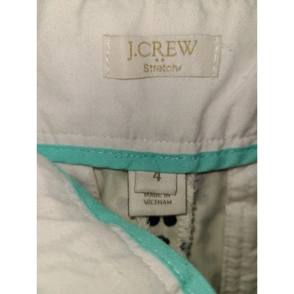 J. Crew Stretch Chino City Fit‎ Women's 4 Cream Navy Polka Dot Short 5